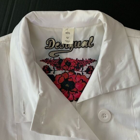 DESIGUAL coat trench white GREEN floral - Picture 4 of 7